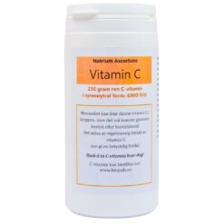 Boks med 250 g C-vitamin natriumaskorbat pulver.