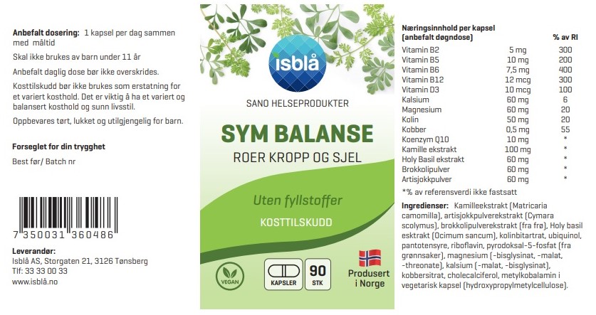 Sym Balanse - 90 veg. kapsler - Bilde 2