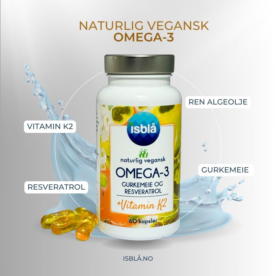 IsblÄ Omega-3 + Gurkemeie + Resveratrol + Vitamin K2, vegansk