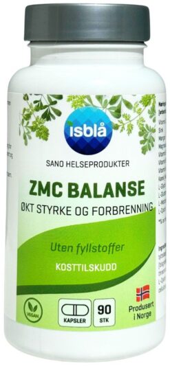 ZMC Balanse 90 veg-kapsler — ZMC tilskudd med sink, magnesium, mangan og vitamin C for muskelstyrke, energi og cellefunksjon
