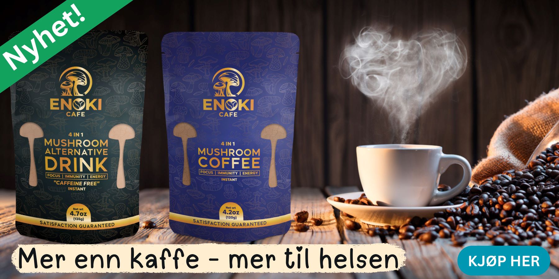 Enoki kaffe med sopp