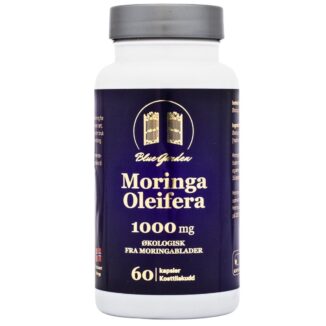 Boks med Blue Garden Moringa Oleifera 1000 mg – 60 økologiske kapsler.