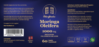 Blue Garden Moringa Oleifera 1000 mg – 60 økologiske kapsler.